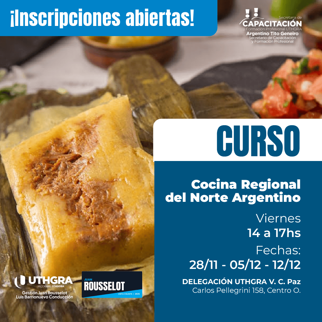 Nuevo Curso de Cocina Regional del Norte Argentino en Villa Carlos Paz